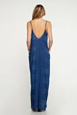 Sleeveless V-Neckline Maxi Dress -Hippie Vibe Tribe Shop 6737693 IMP 7965NYC INDIGO B
