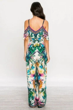 Open Shoulder Tropical Flare Jumpsuit -Hippie Vibe Tribe Shop 6805636 T backip6334ivory18 1
