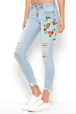 Floral Embroidered Jeans