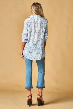 Oversized Lace-up Paisley Shirt -Hippie Vibe Tribe Shop 7005477 6837864 DT9088BLUE 04