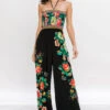 Black Halter Floral Jumpsuit