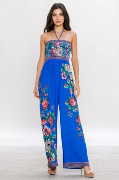 Halter Floral Jumpsuit. -Hippie Vibe Tribe Shop 7223460 T frontip6303blue01