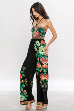 Black Halter Floral Jumpsuit -Hippie Vibe Tribe Shop 7223460 T sideip6303black12