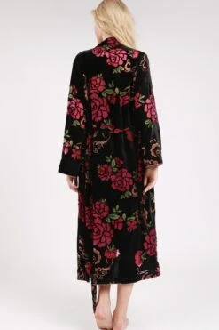 Floral Velvet Long Sleeve Maxi Kimono/Robe Cardigan 9 Floral Velvet Long Sleeve Maxi Kimono/Robe Cardigan -Hippie Vibe Tribe Shop 7236209 RCD139A BLACK HJJ3 062217 6 1