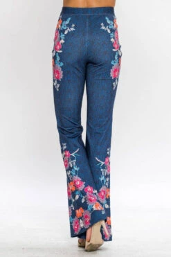 Floral Print Denim Flares -Hippie Vibe Tribe Shop 7460659 T backjp3889 anavy15