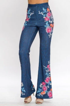 Floral Print Denim Flares -Hippie Vibe Tribe Shop 7460659 T frontjp3889 anavy10