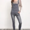 Stretchy Skinny-Fit Grey Denim Overall