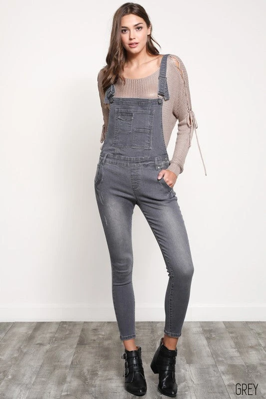 Stretchy Skinny-Fit Grey Denim Overall 1 Stretchy Skinny-Fit Grey Denim Overall