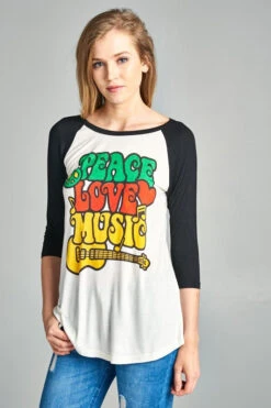Peace Love & Music Baseball Shirt