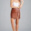 Faux Leather Studded Wrap Mini Skirt