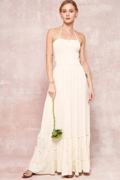 Ivory Free Spirit Smocked Bodice Maxi Summer Dress