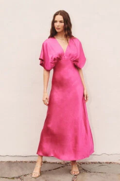 Pink Magenta Satin Maxi