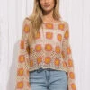 Flower Crocheted Pullover Sweater