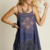 Blue Sheer Fringe Top