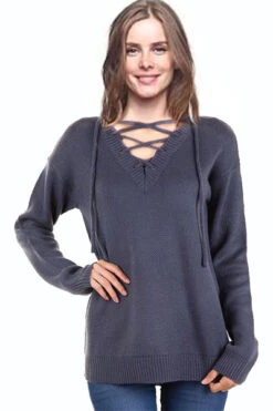 Cozy Front Lace Up Sweater