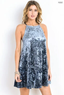 Halter Crushed Velvet Dress