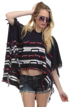 Fringed Tribal Poncho Sweater