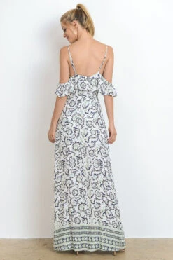 Off Shoulder Ruffle Maxi/Romper -Hippie Vibe Tribe Shop HR5060 W HR5060 OW6 1