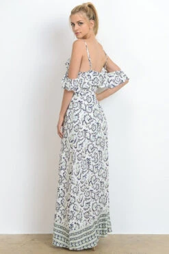 Off Shoulder Ruffle Maxi/Romper -Hippie Vibe Tribe Shop HR5060 W HR5060 OW7 1