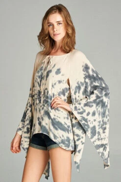 Tie-Dye Acid Wash Blouse Butterfly Sleeves