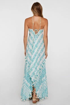 Moroccan Aqua Scarf Dress -Hippie Vibe Tribe Shop I 70465W PMJ I 70465W PMJ AQUA B 1