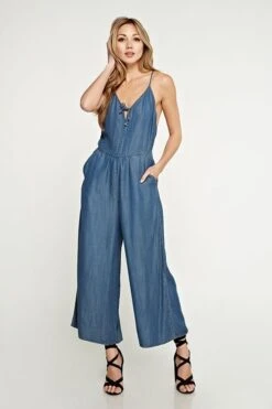 Denim Lightweight Wide Leg Jumpsuit
