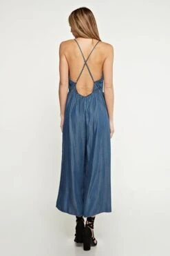 Denim Lightweight Wide Leg Jumpsuit -Hippie Vibe Tribe Shop I 70718MXX I 70718MXX DARKWASH B 3