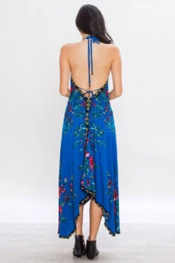 Cobalt Blue Halter Maxi Dress -Hippie Vibe Tribe Shop ID16692 T backid16692blue11 1