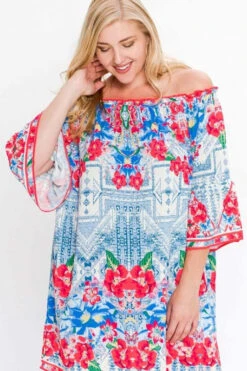 Floral Cold Shoulder Dress -Hippie Vibe Tribe Shop IDP16625 T detailidp16625ivory07