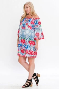 Floral Cold Shoulder Dress -Hippie Vibe Tribe Shop IDP16625 T sideidp16625ivory11