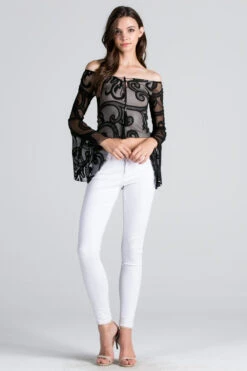 Black Crop Lace Off-Shoulder Top -Hippie Vibe Tribe Shop LQZ201606161141398889771 Color 800 1