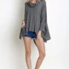 Grey Cowl Neck Sweater Top