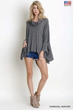 Grey Cowl Neck Sweater Top