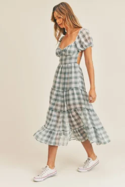 Dusty Blue Checker Swing Dress 7 Dusty Blue Checker Swing Dress -Hippie Vibe Tribe Shop MD2658DUSTYBLUE 4 scaled