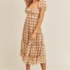 Taupe Checker Swing Dress