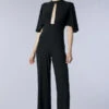 Black Open Slit Front Jumpsuit