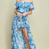 Blue Paisley Off-Shoulder Romper