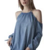 Denim Open Shoulder Denim Halter