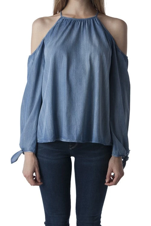 Denim Open Shoulder Denim Halter 2 Denim Open Shoulder Denim Halter - Image 2