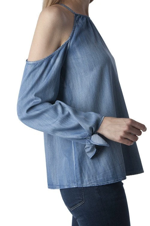 Denim Open Shoulder Denim Halter 4 Denim Open Shoulder Denim Halter - Image 4