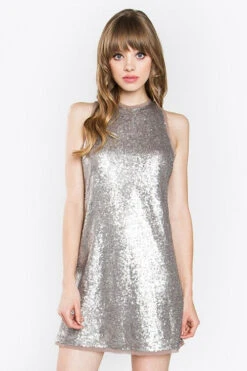 Silver Sequin Mini Dress