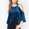 Velvet Embossed Open Shoulder Top