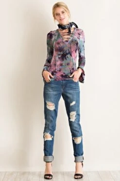 Tie-Dye Long Sleeves With Lace Up. -Hippie Vibe Tribe Shop T57E20 E7 S Color 0 1