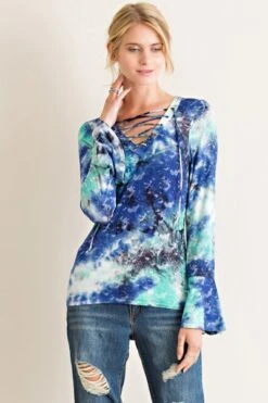 Tie-Dye Long Sleeves With Lace Up. -Hippie Vibe Tribe Shop T57E20 E7 S Color 7