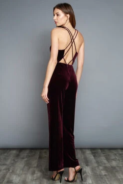 Plum Velvet Jumpsuit 5 Plum Velvet Jumpsuit -Hippie Vibe Tribe Shop Y14267 BK Y14267 PLUMBACK