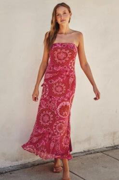 Strapless Chiffon PaisleyMidi Dress -Hippie Vibe Tribe Shop a278602a 70df 438e b62d aab91560b8d4