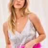 Silver Sequin Crop Top