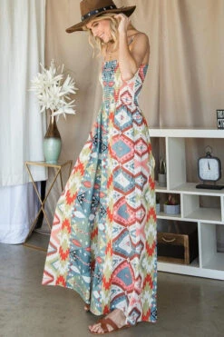 Smocked Aztec Print Jumpsuit -Hippie Vibe Tribe Shop d53a4b3c 089f 49e2 950c 1c3c2e972065