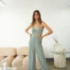 Sage Halter Neck Cut-Out Jumpsuit.