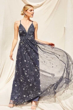 Awesome Moon, Stars Maxi Dress